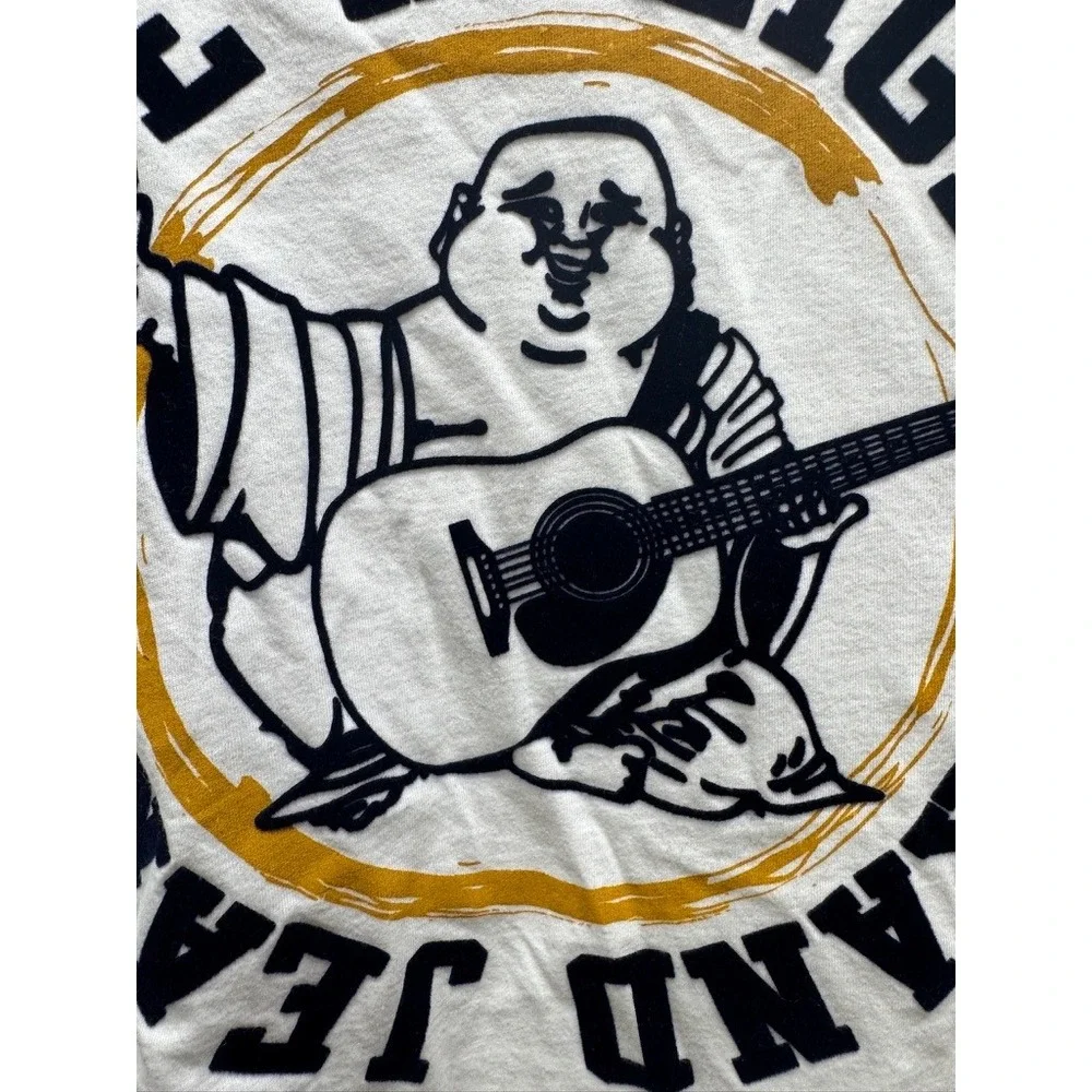 True Religion‎ T-Shirt Mens 2XL White TR Flock Buddha Graphic Short Sleeve